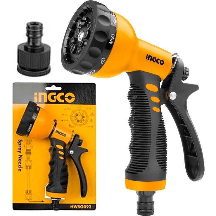 Ingco HWSG092 Plastic Trigger Garden Nozzle 9 Way - KHM Megatools Corp.