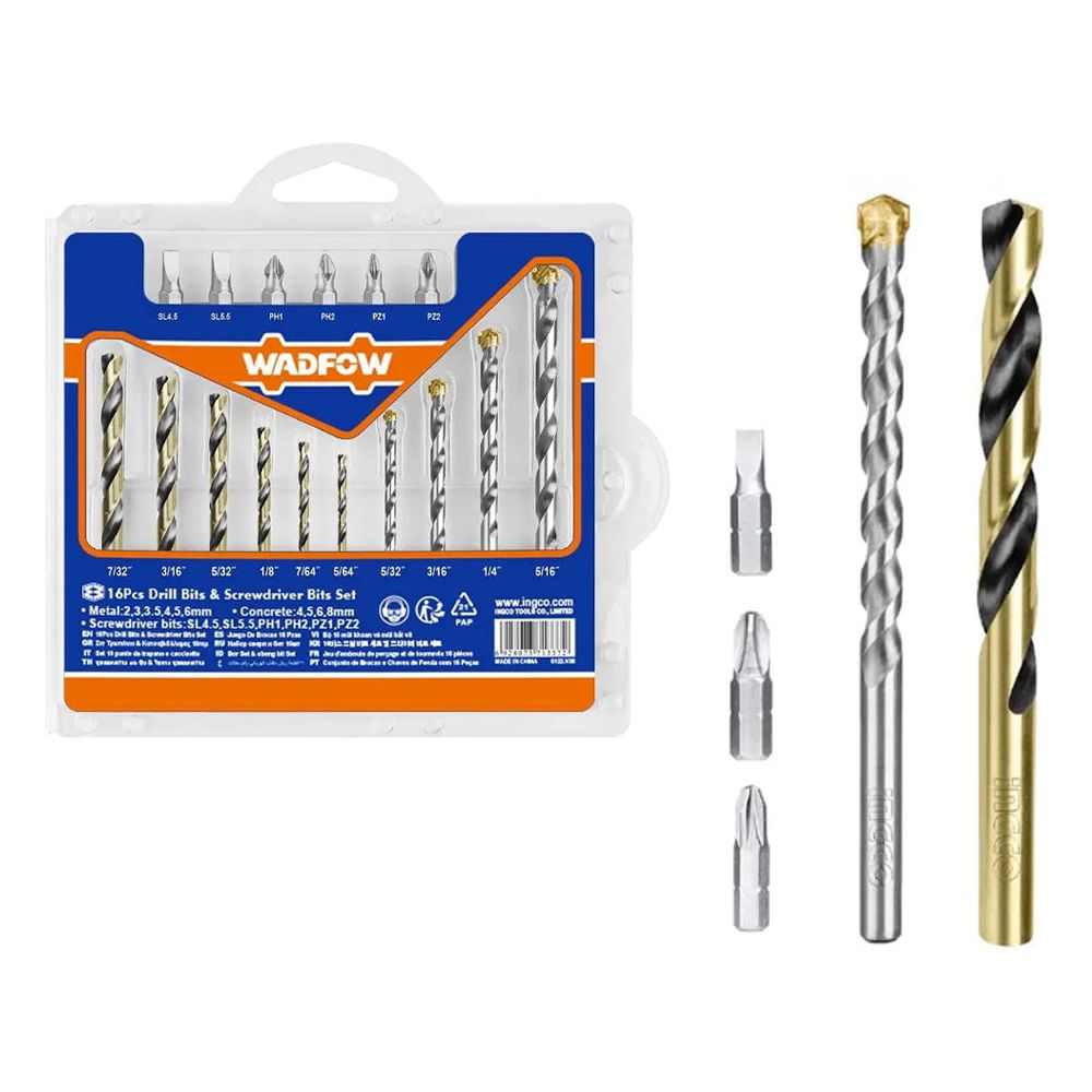 Wadfow UWKS4165 Drill and Screwdriver Bits Set 16Pcs